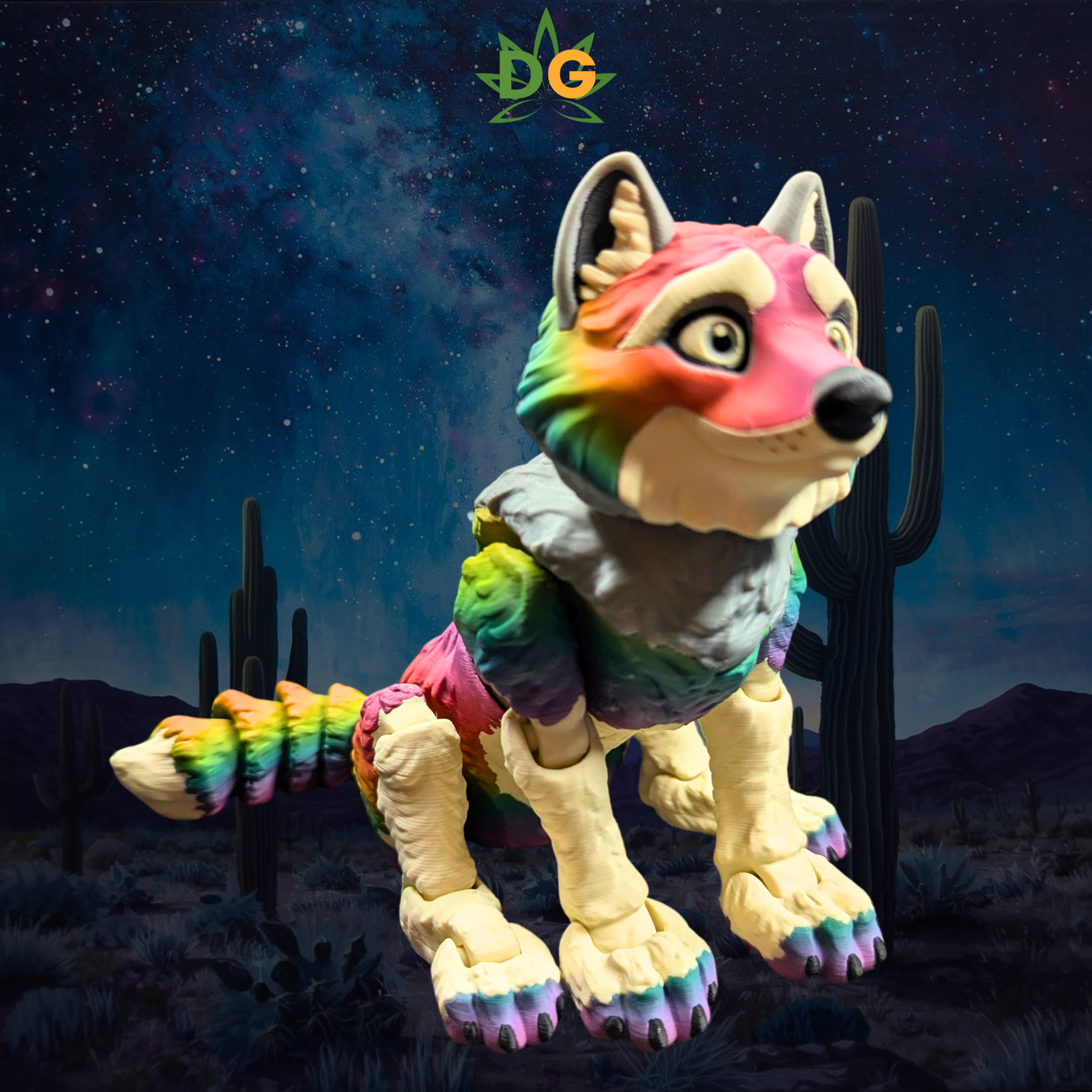 Color Shift Wolf Figurine - Articulated Animal Desk Pet 3D Printed