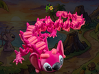 Articulated Blue & Pink Alien Flexi Figure - 3D Printed Tropical Creature