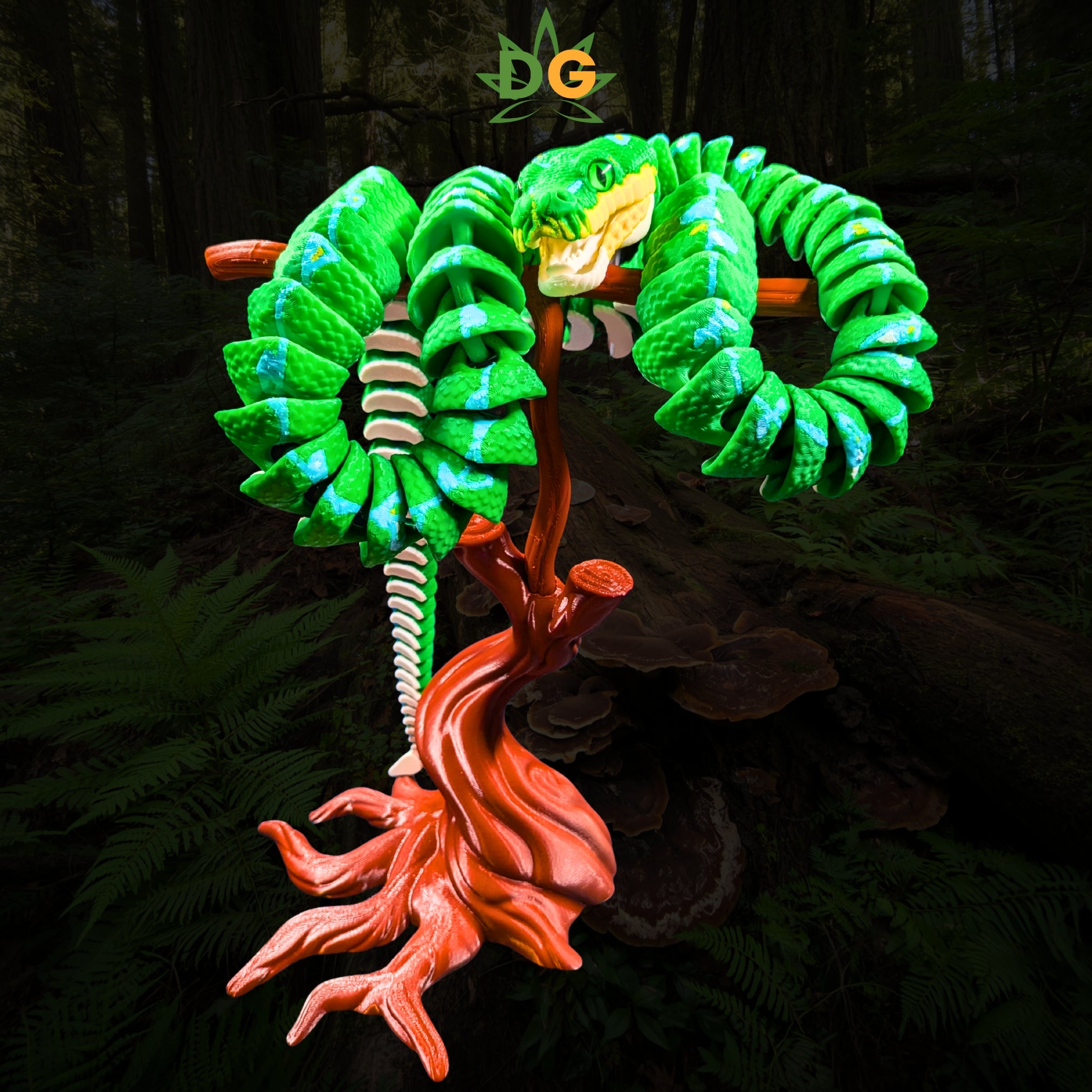 Green Tree Python Flexi with Glass Eyes