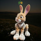 Woodland Bunny Figurine, Flexible Rabbit Fidget and Spring Decor, 3D Printed