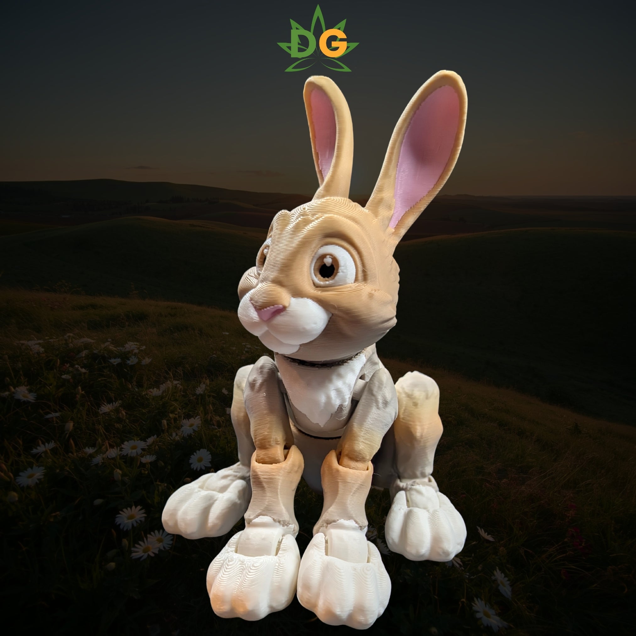 Woodland Bunny Figurine, Flexible Rabbit Fidget and Spring Decor, 3D Printed