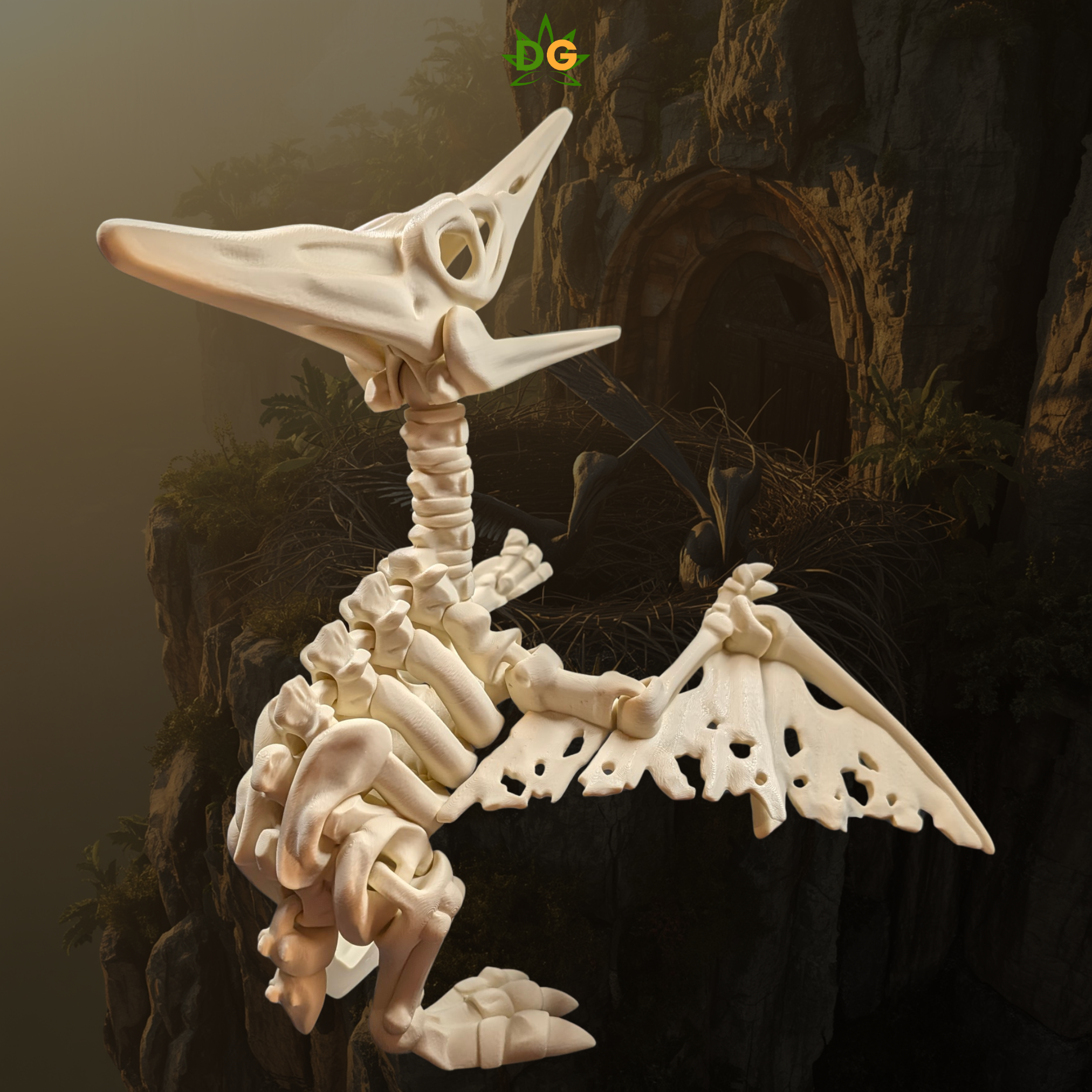 Posable 3D Printed XL Pteranodon Flying Dinosaur Fossil