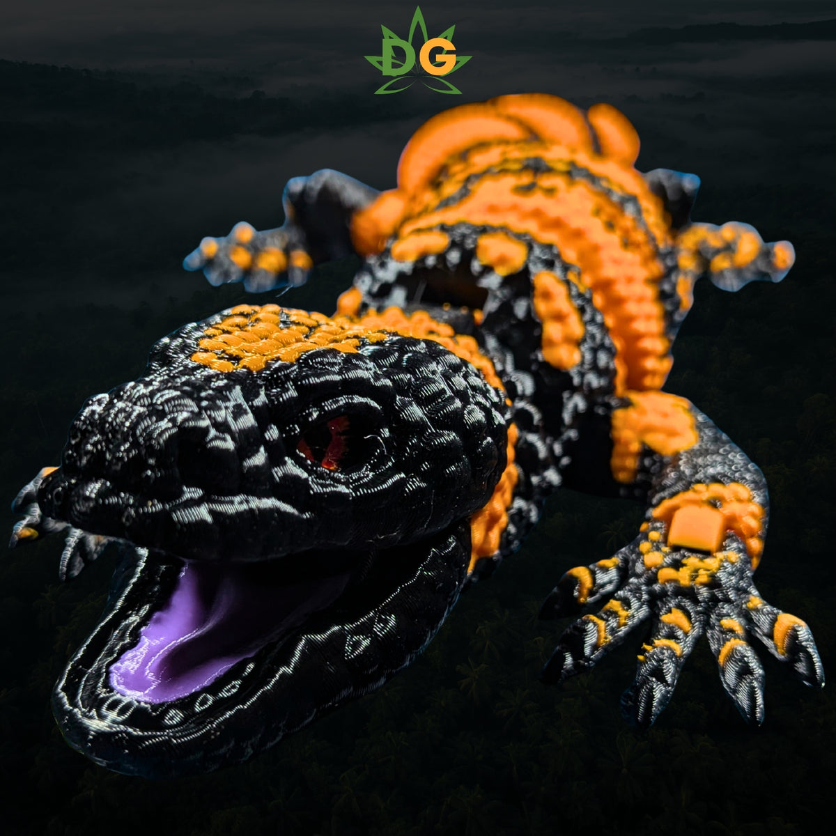 XL 3D Printed Gila Monster Flexi | Articulated Gecko with Glass Eyes | Reptile Lover Gift