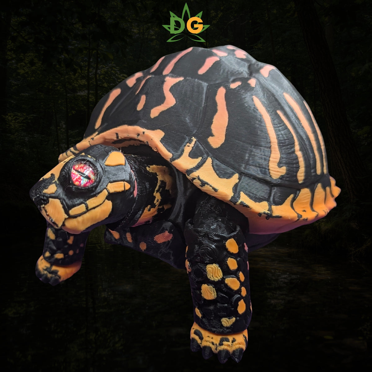 Articulated Box Turtle Fidget Figurine Desk Accessory 3D Printed