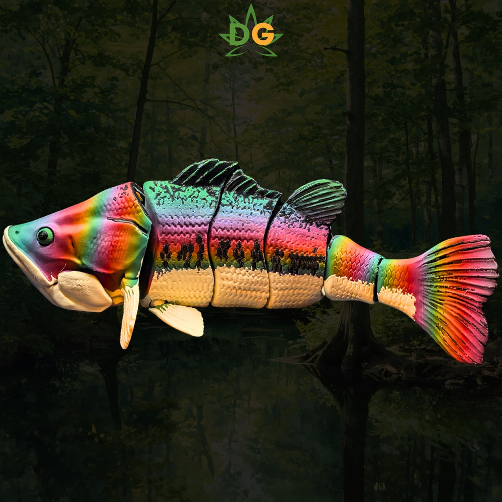 Articulated Rainbow Largemouth Bass Figurine Fidget Desk Accessory 3D Printed