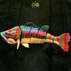 Articulated Rainbow Largemouth Bass Figurine Fidget Desk Accessory 3D Printed