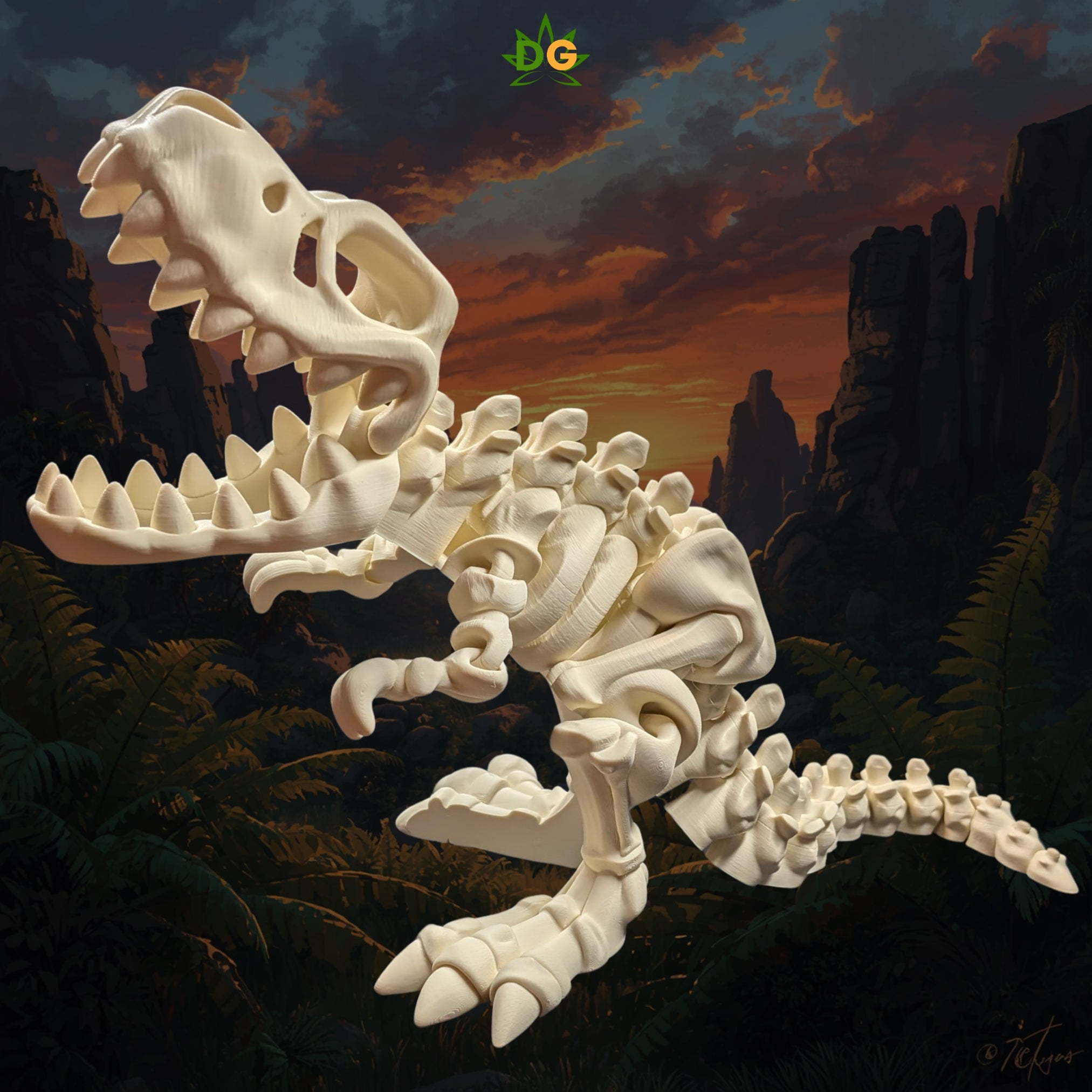 XL T-Rex Skeleton Flexi Articulated Figurine 3D Printed