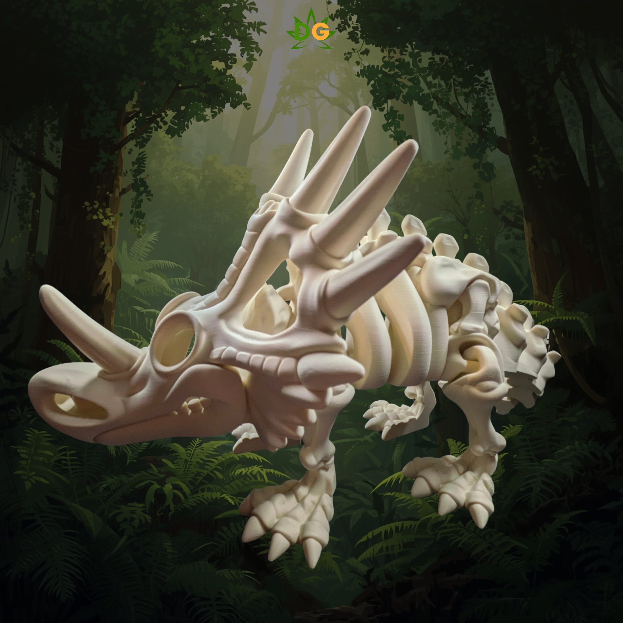 Flexi 3D Printed XL Skeleton Styracosaurus Articulated Fidget Figurine