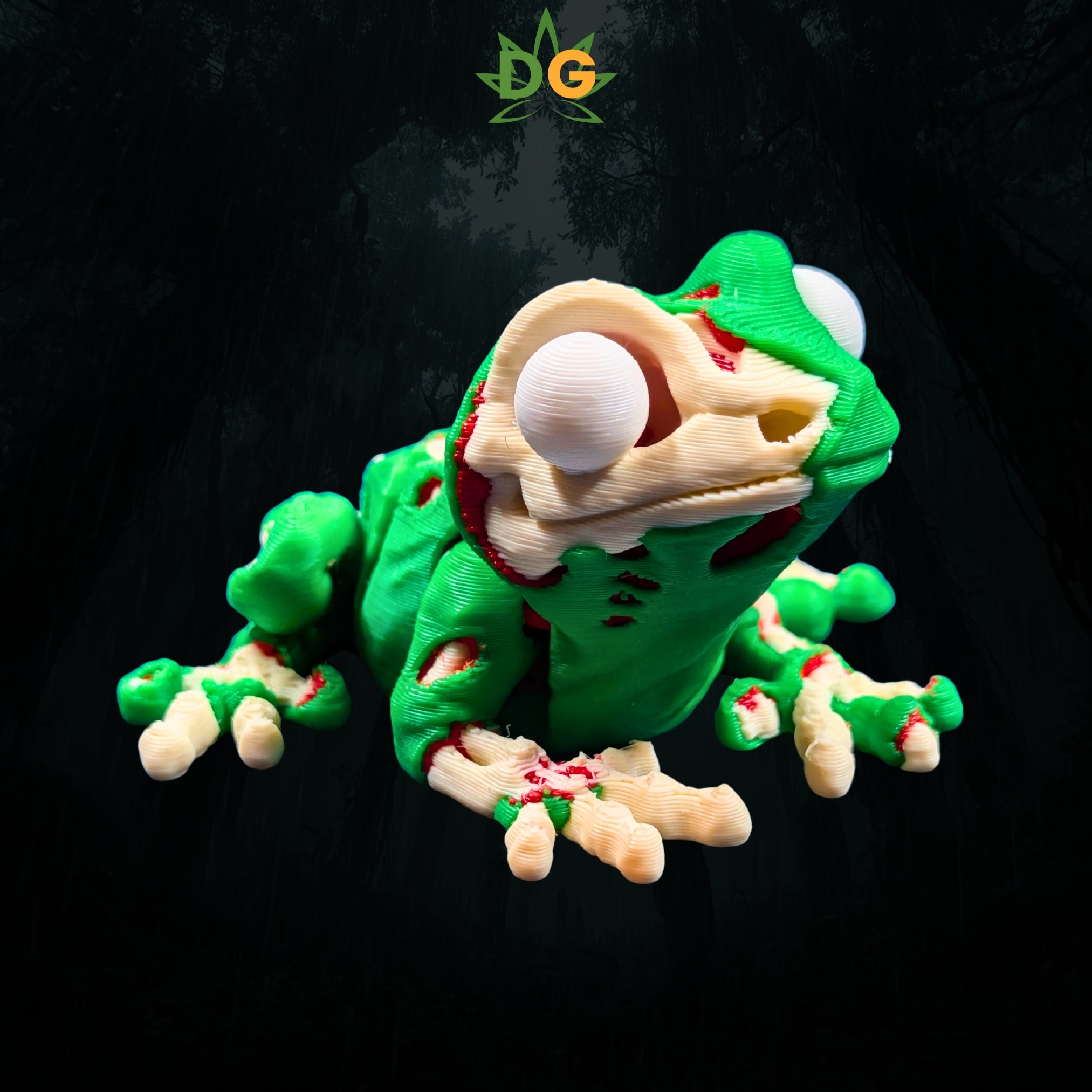 Mini Zombie Frog Flexi, Articulated Undead Amphibian Decor
