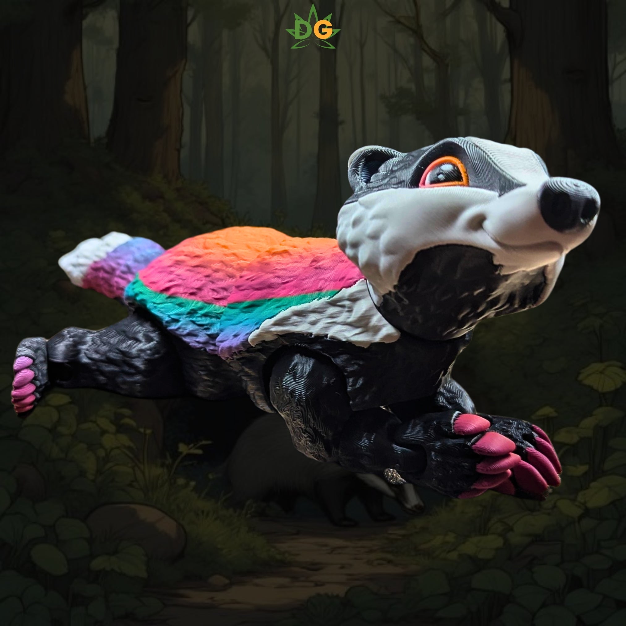 Rainbow Badger Flexi | Articulated Forest Animal