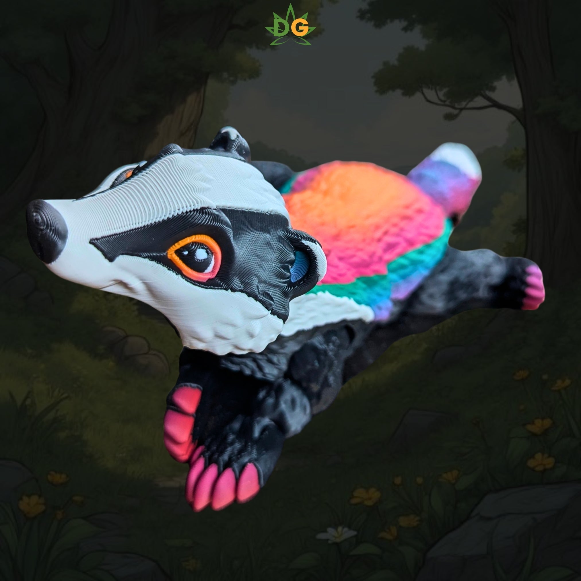 Rainbow Badger Flexi | Articulated Forest Animal