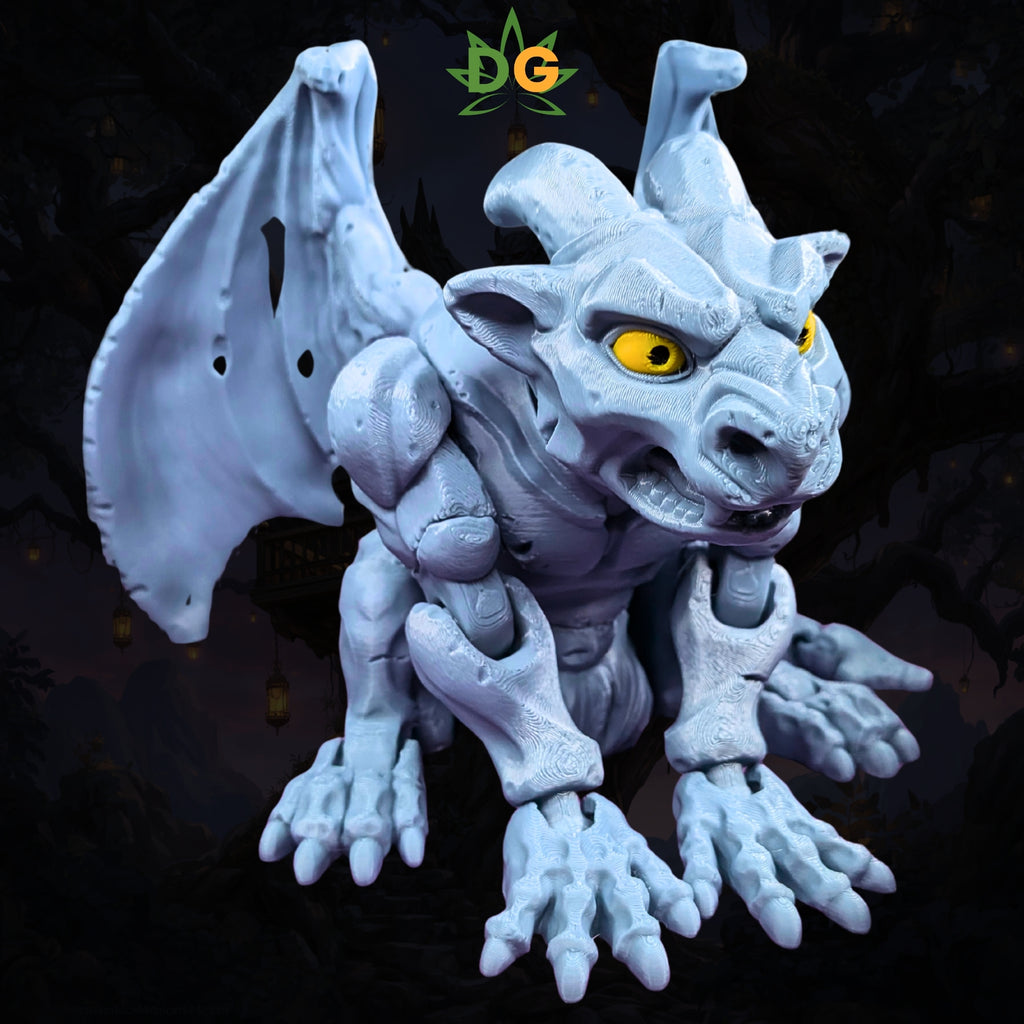 Articulated Gargoyle Figure with Posable Wings and Tail, 3D Printed