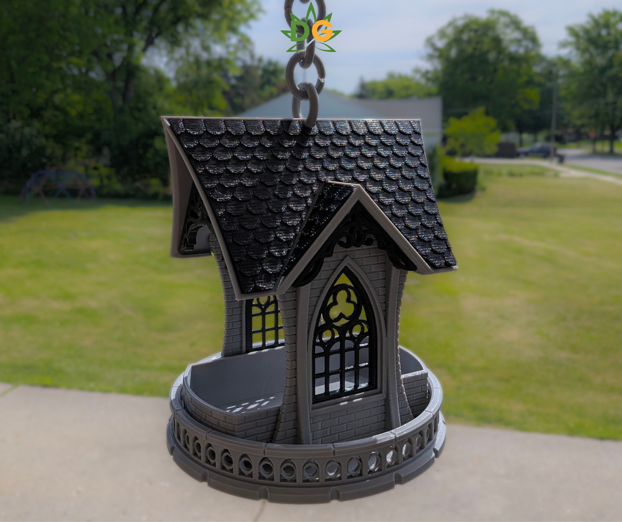Hanging Gothic Castle Bird Feeder