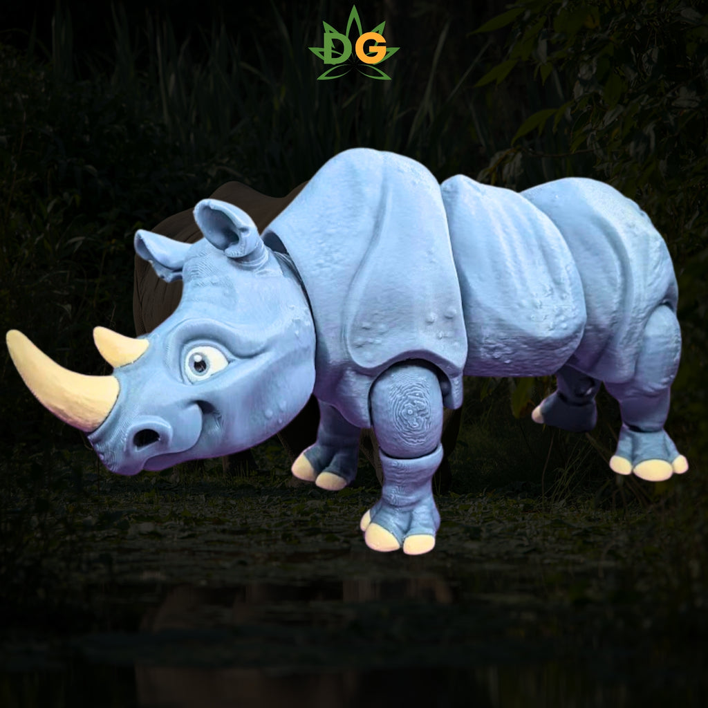 Rhino Flexi 3D Printed Figurine, Articulated Safari Animal