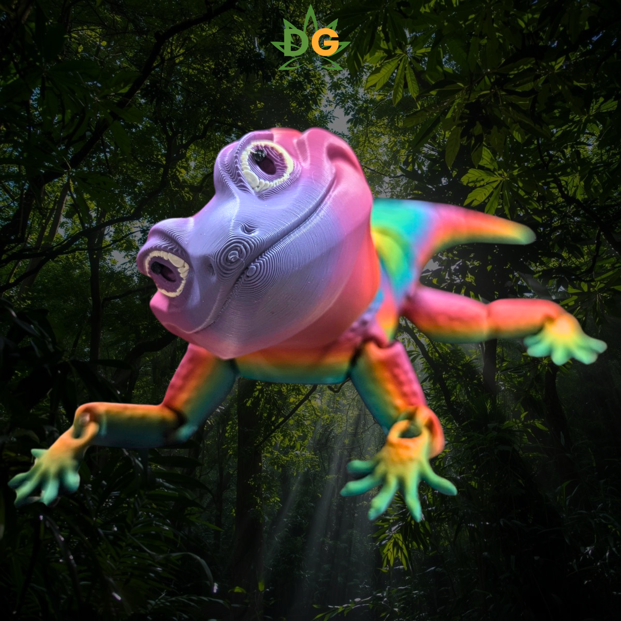 Rainbow Gecko Flexi with a forest in the background