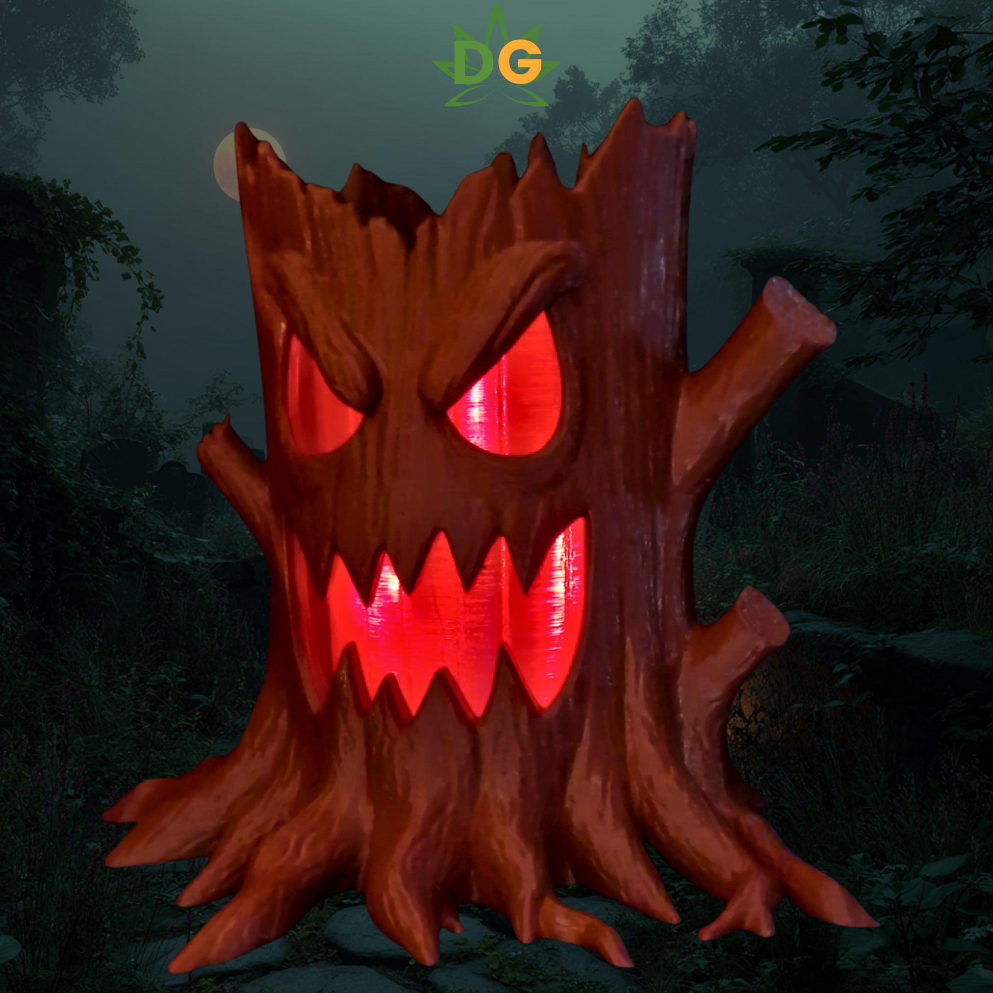 Scary Face Tree Stump Light
