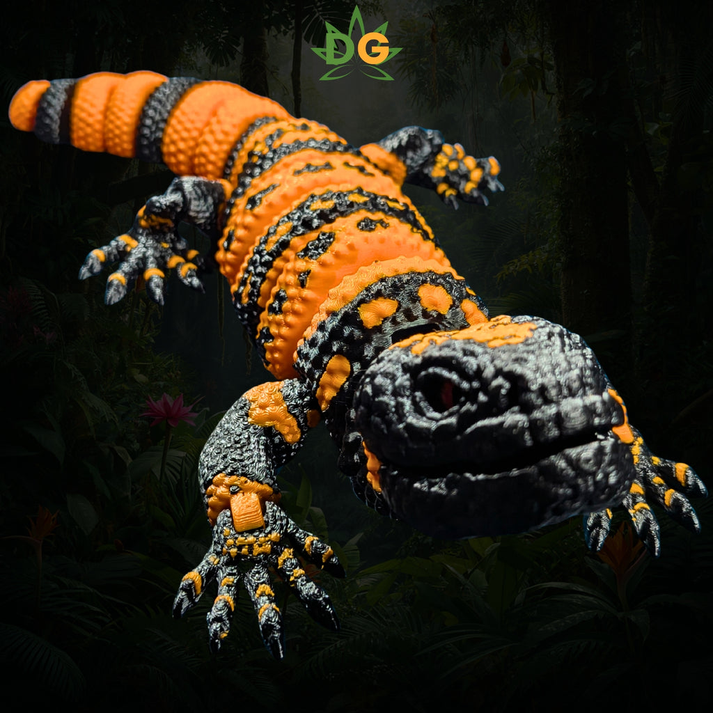 XL 3D Printed Gila Monster Flexi | Articulated Gecko with Glass Eyes | Reptile Lover Gift