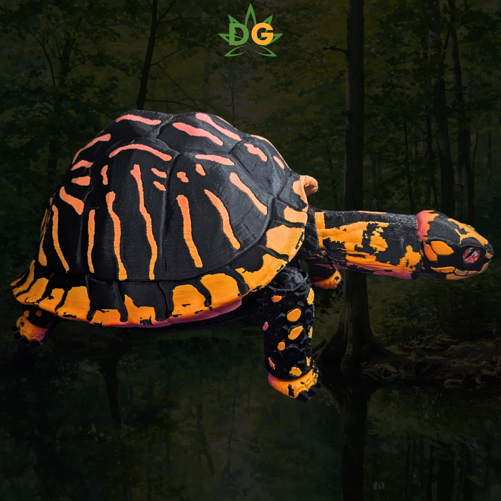 Articulated Box Turtle Fidget Figurine Desk Accessory 3D Printed