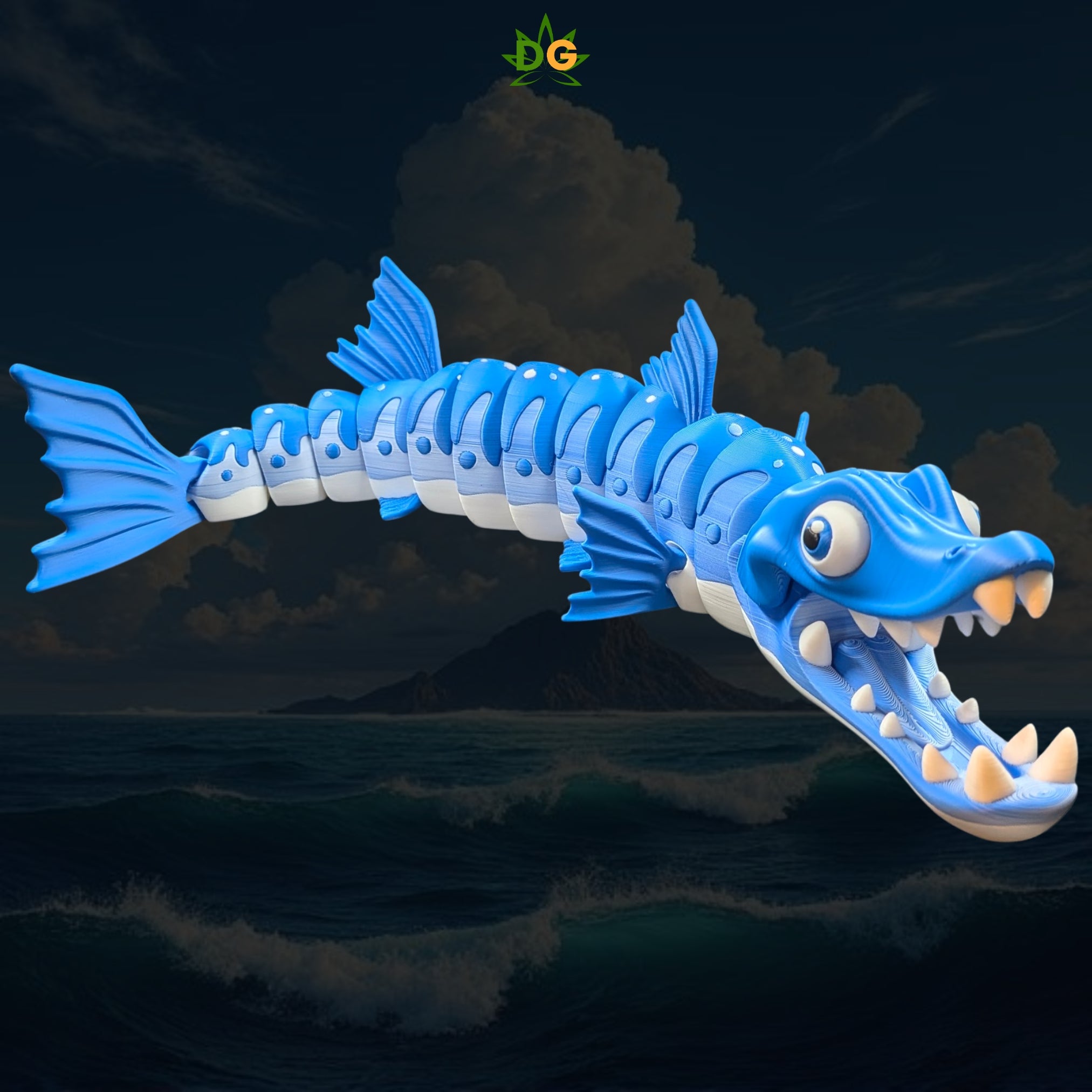 XL Articulated Barracuda Flexi - 3D Printed Ocean Predator Figure
