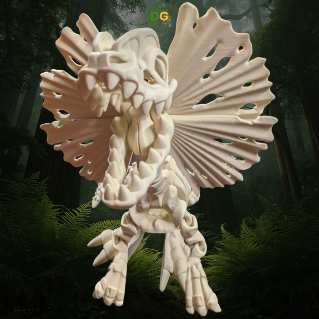 3D Printed Articulated XL Skeleton Dilophosaurus Dinosaur Desk Accessory