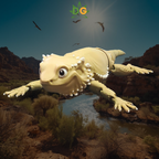 Desert Tan Bearded Dragon Flexi with a desert creek behind him