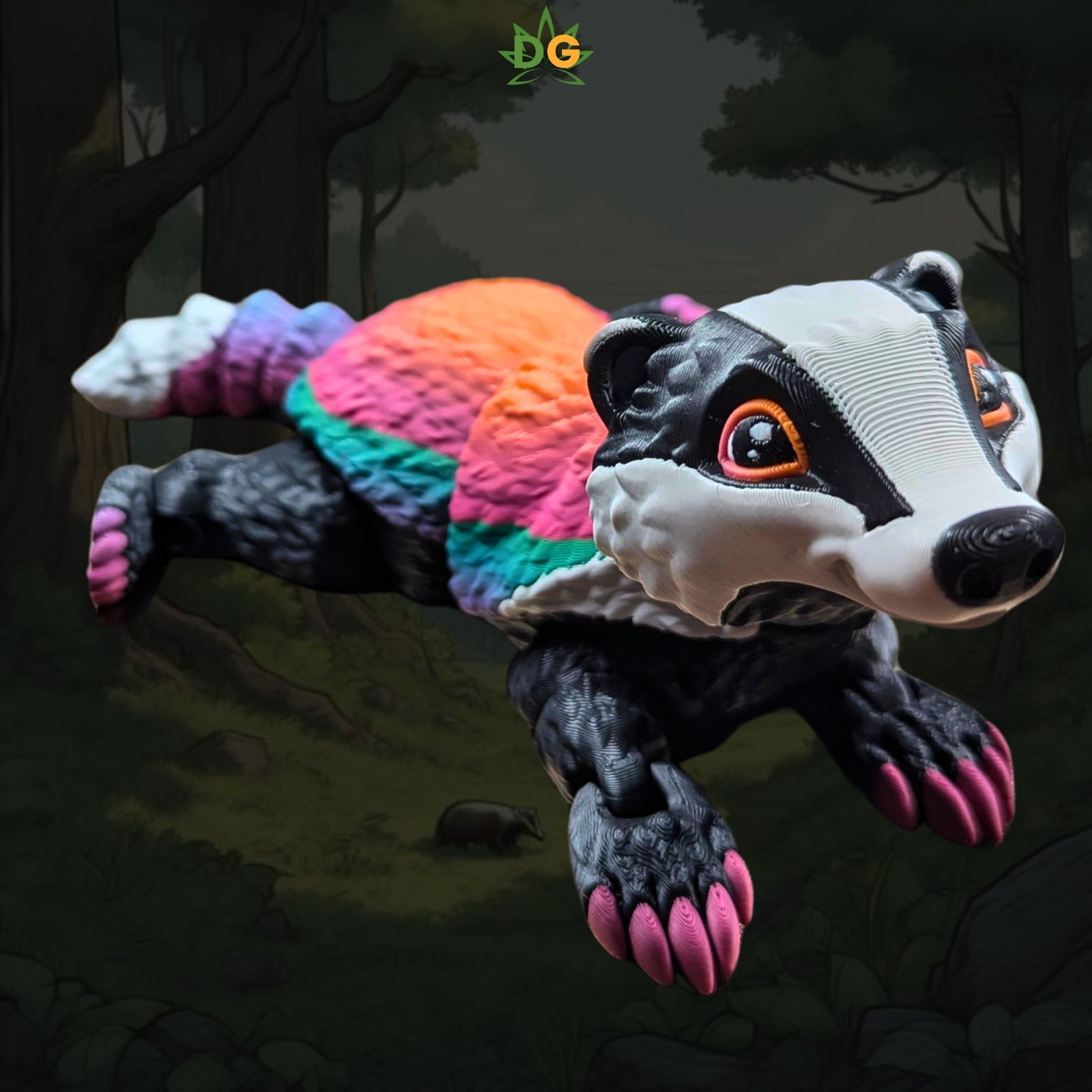 Rainbow Badger Flexi | Articulated Forest Animal