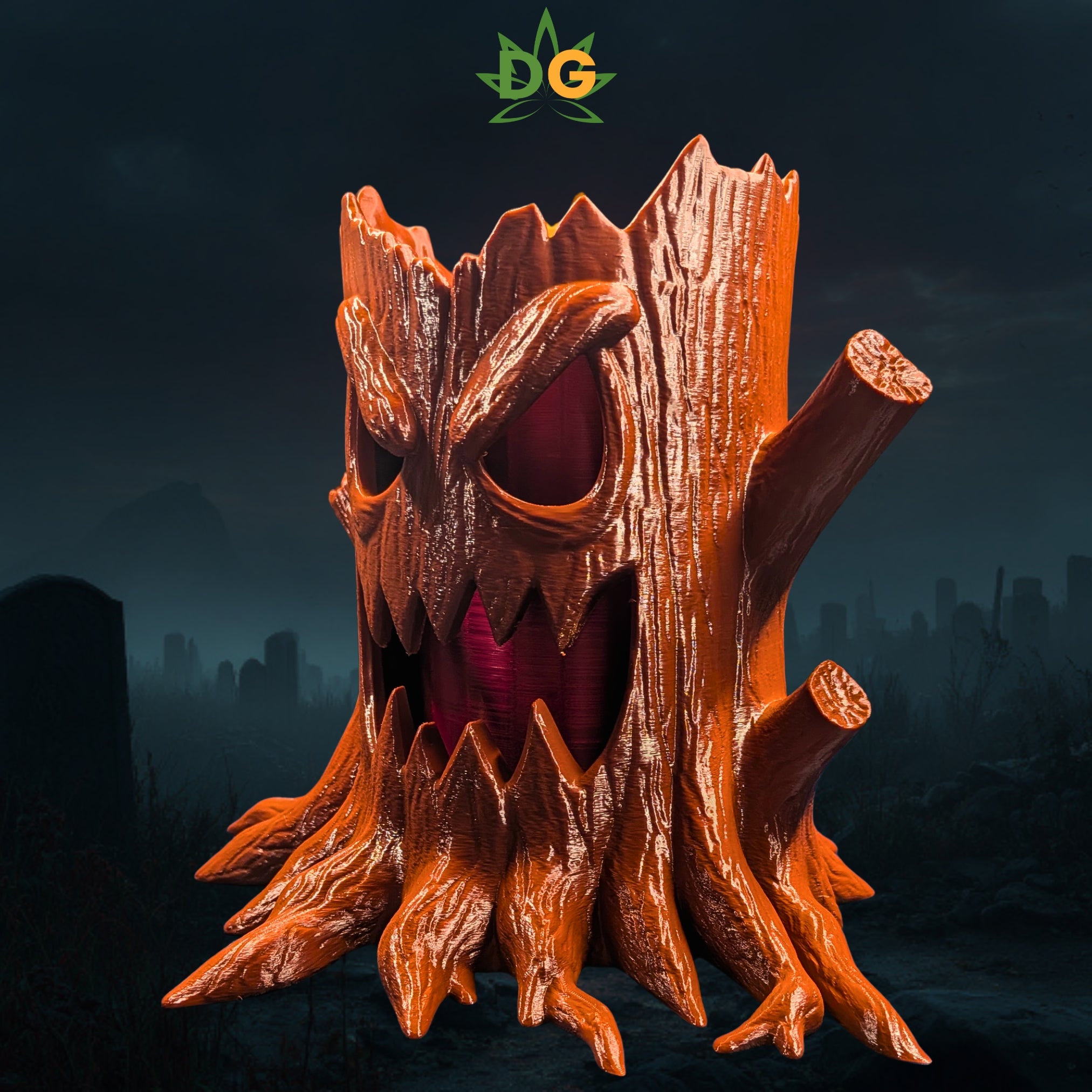 Scary Face Tree Stump Light