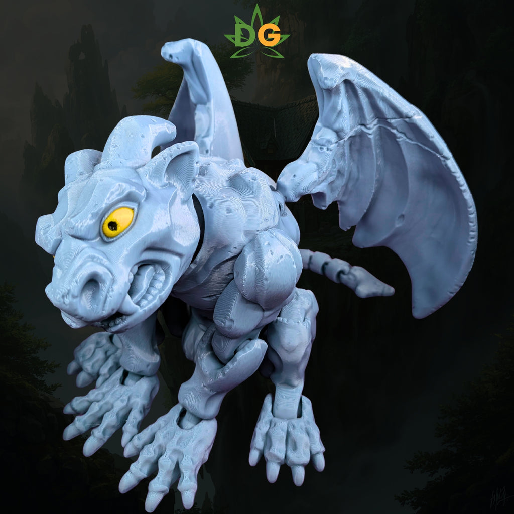 Articulated Gargoyle Figure with Posable Wings and Tail, 3D Printed