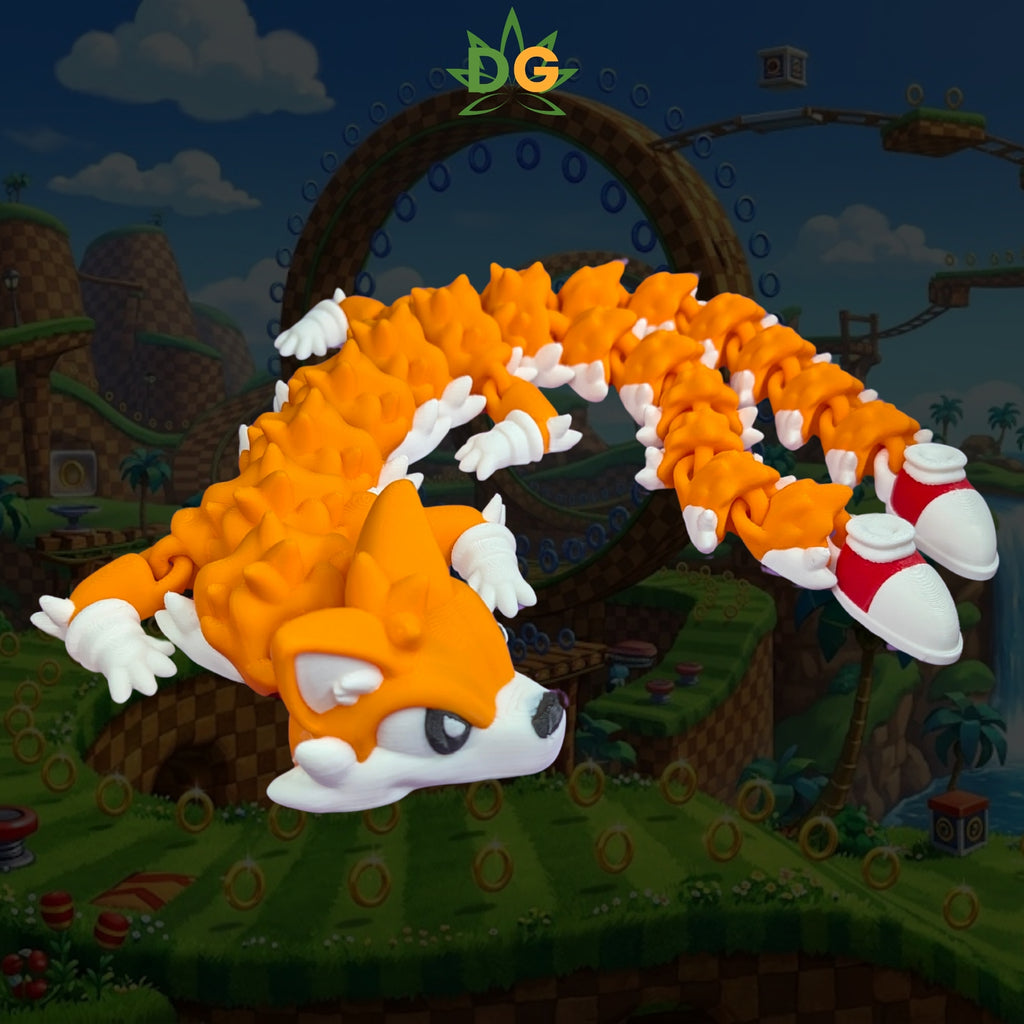 Double Tailed Fox Dragon Flexi, Articulated Gamer Decor