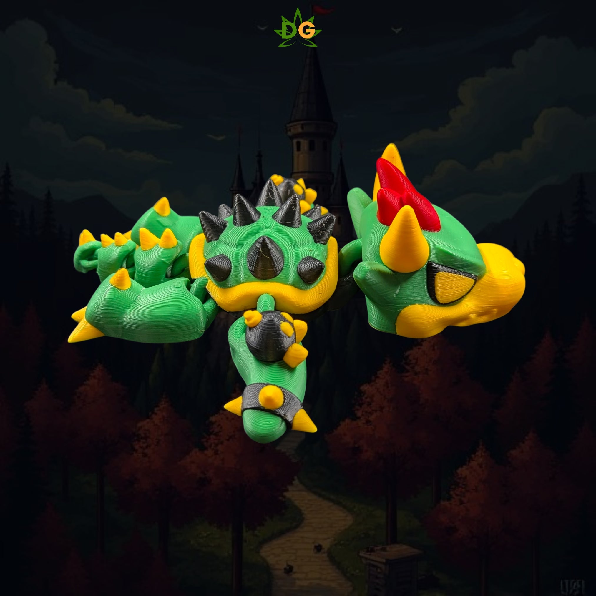 Retro Gaming Dragon Turtle Flexi Desk Pet 3D Printed