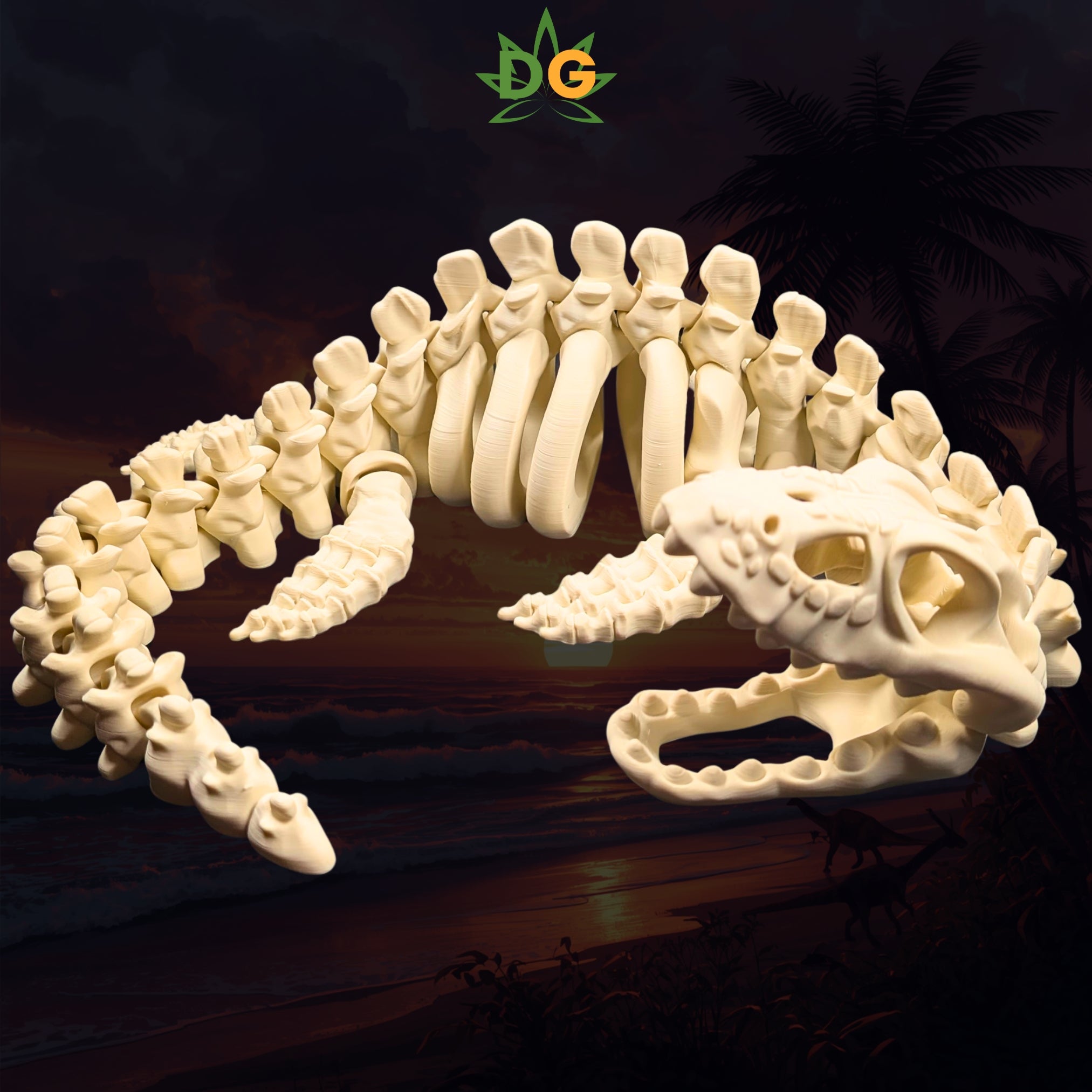XL Articulated Plesiosaur Skeleton Flexi | 3D Printed Prehistoric Marine Reptile