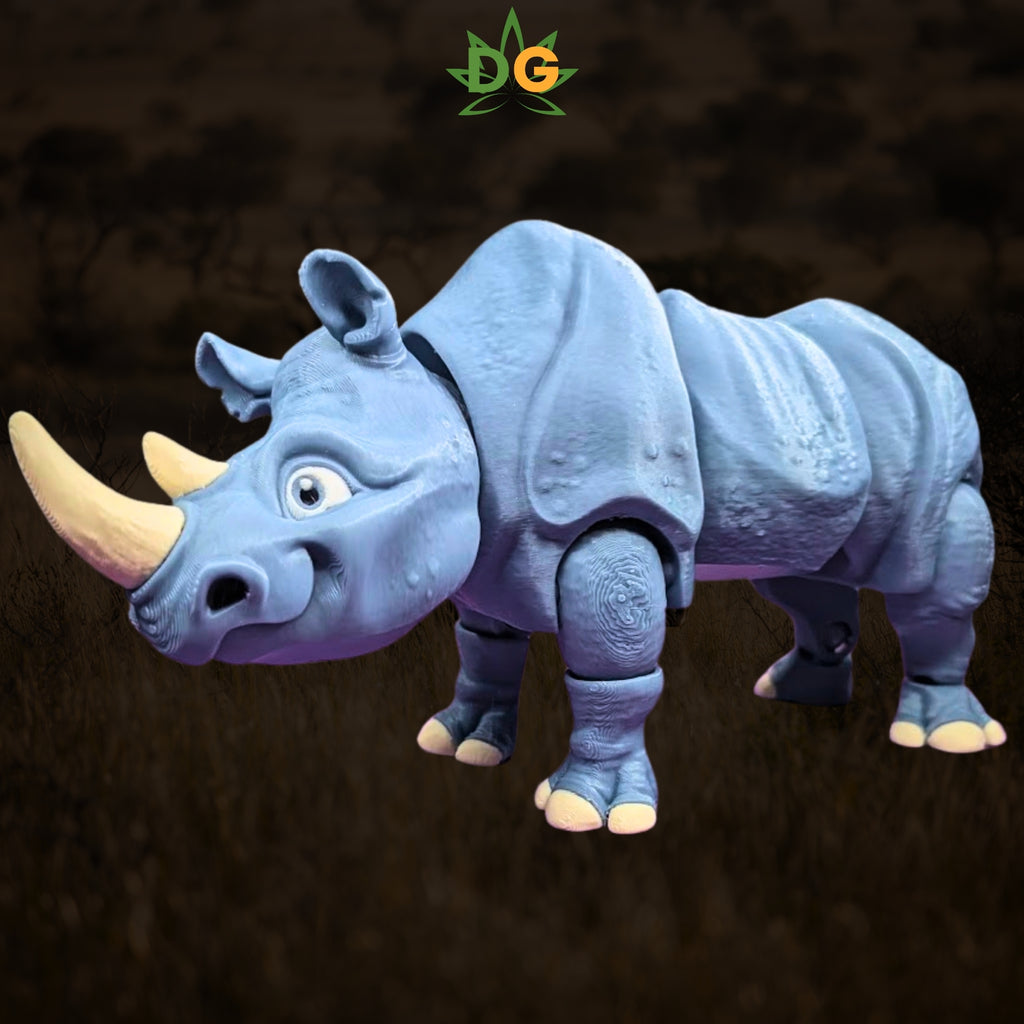 Rhino Flexi 3D Printed Figurine, Articulated Safari Animal