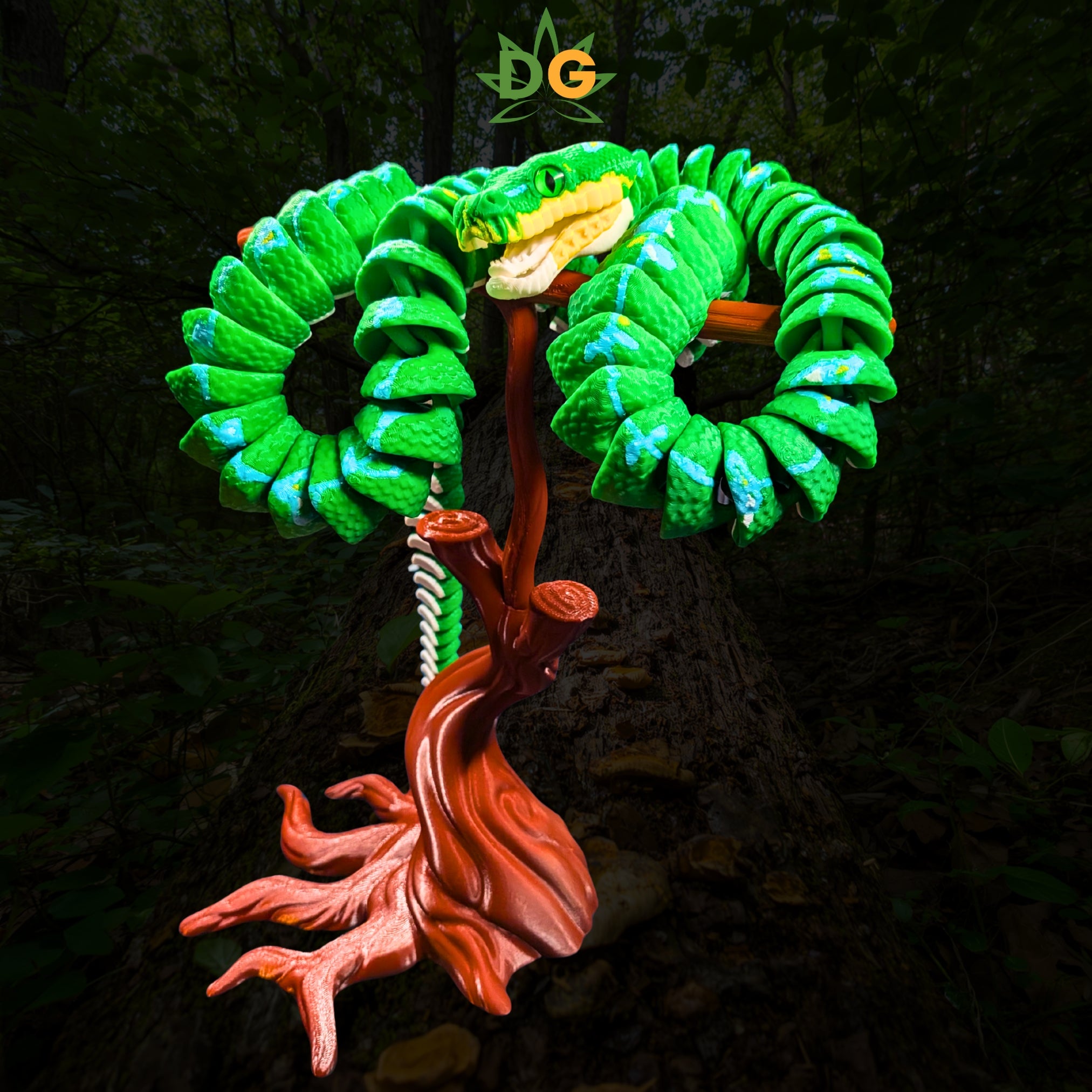 Green Tree Python Flexi with Glass Eyes