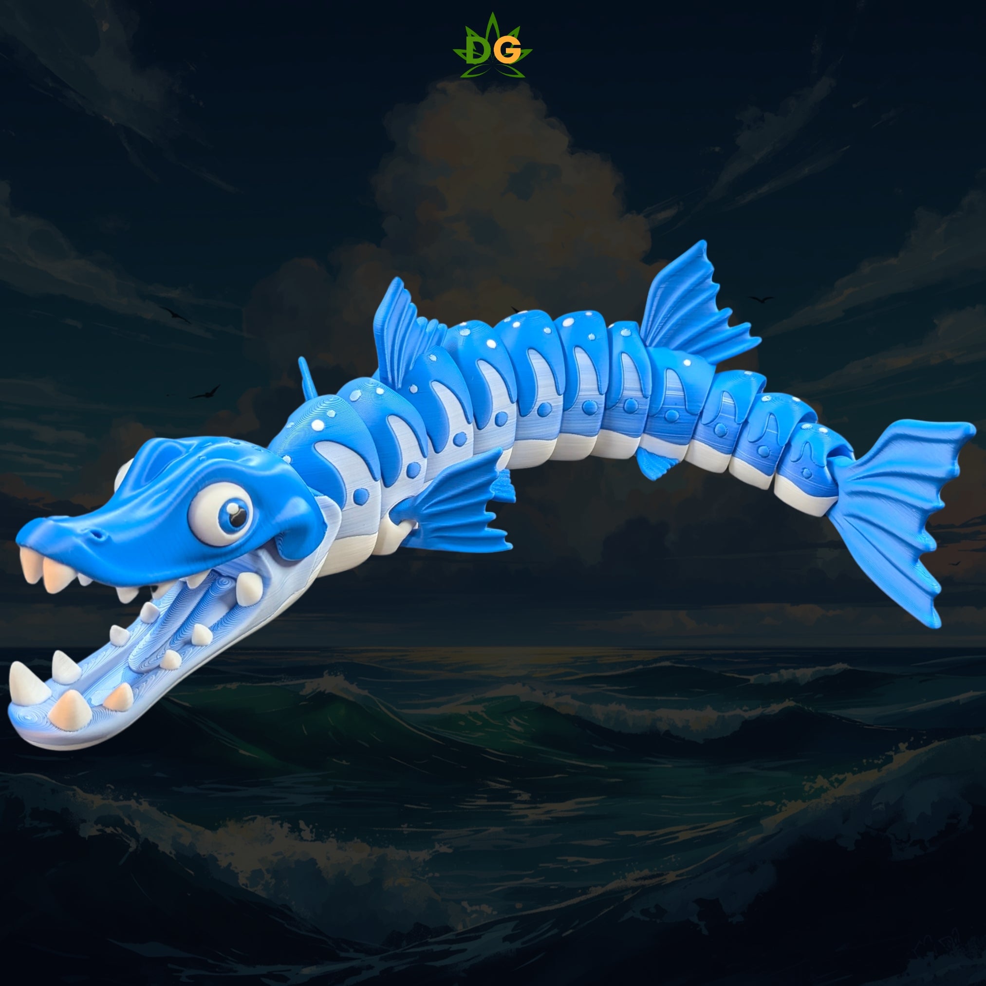XL Articulated Barracuda Flexi - 3D Printed Ocean Predator Figure
