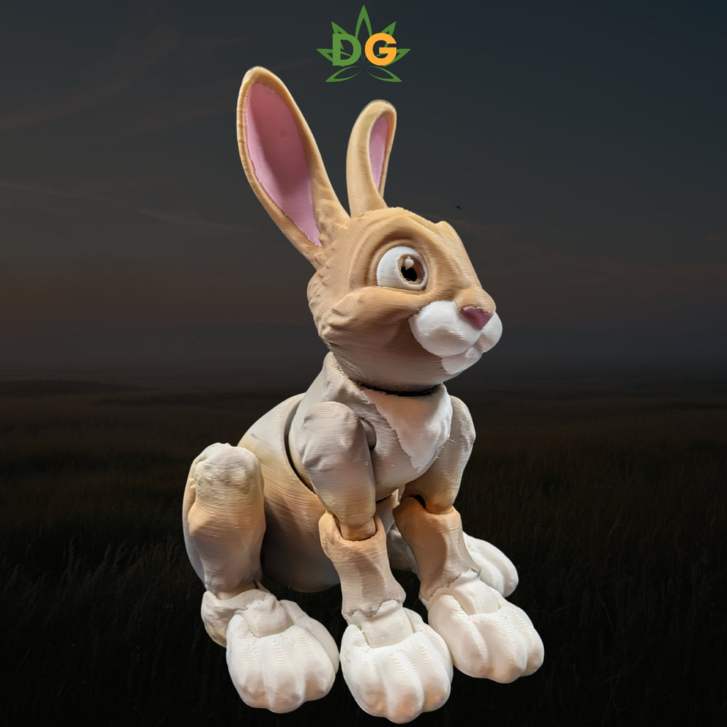 Woodland Bunny Figurine, Flexible Rabbit Fidget and Spring Decor, 3D Printed