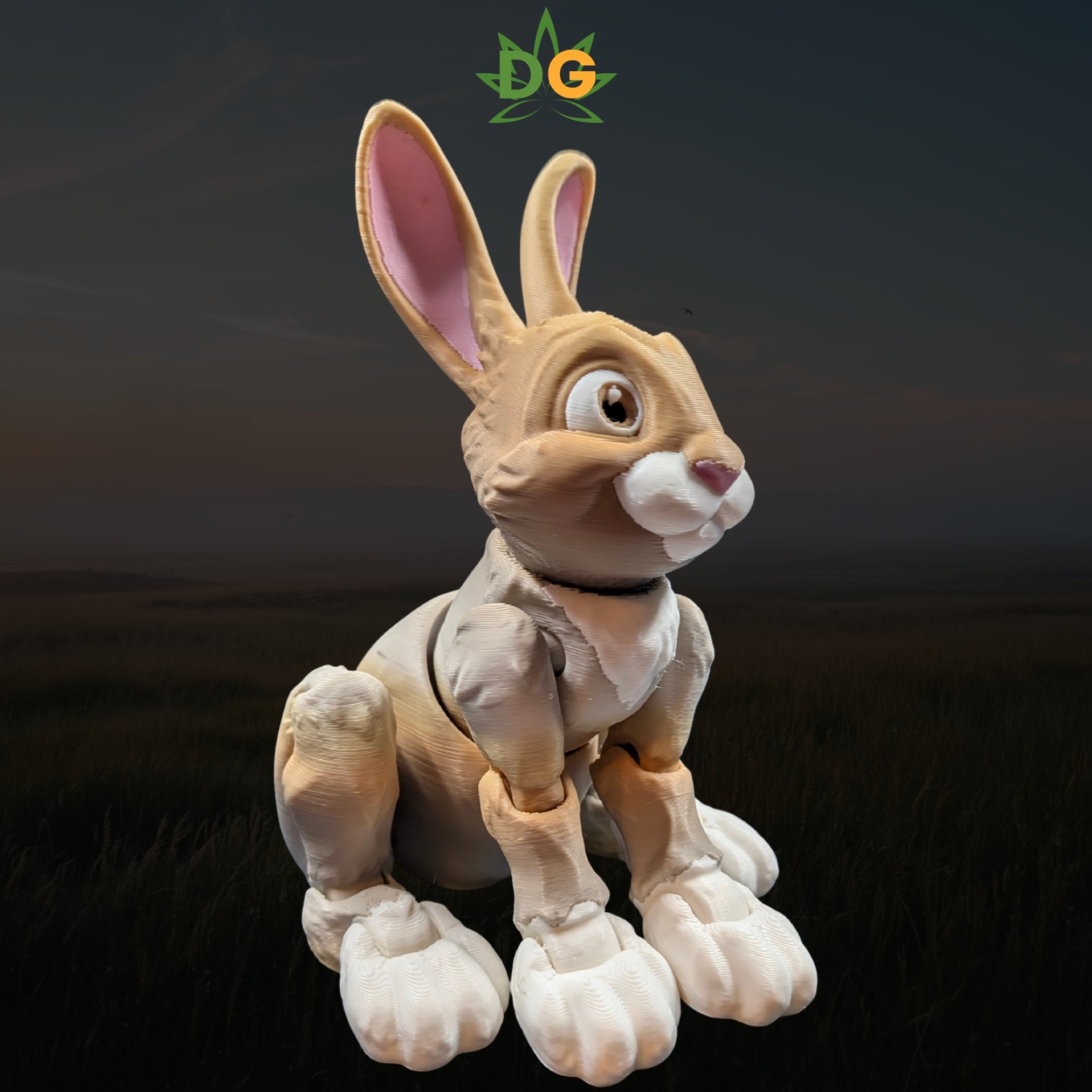Woodland Bunny Figurine, Flexible Rabbit Fidget and Spring Decor, 3D Printed