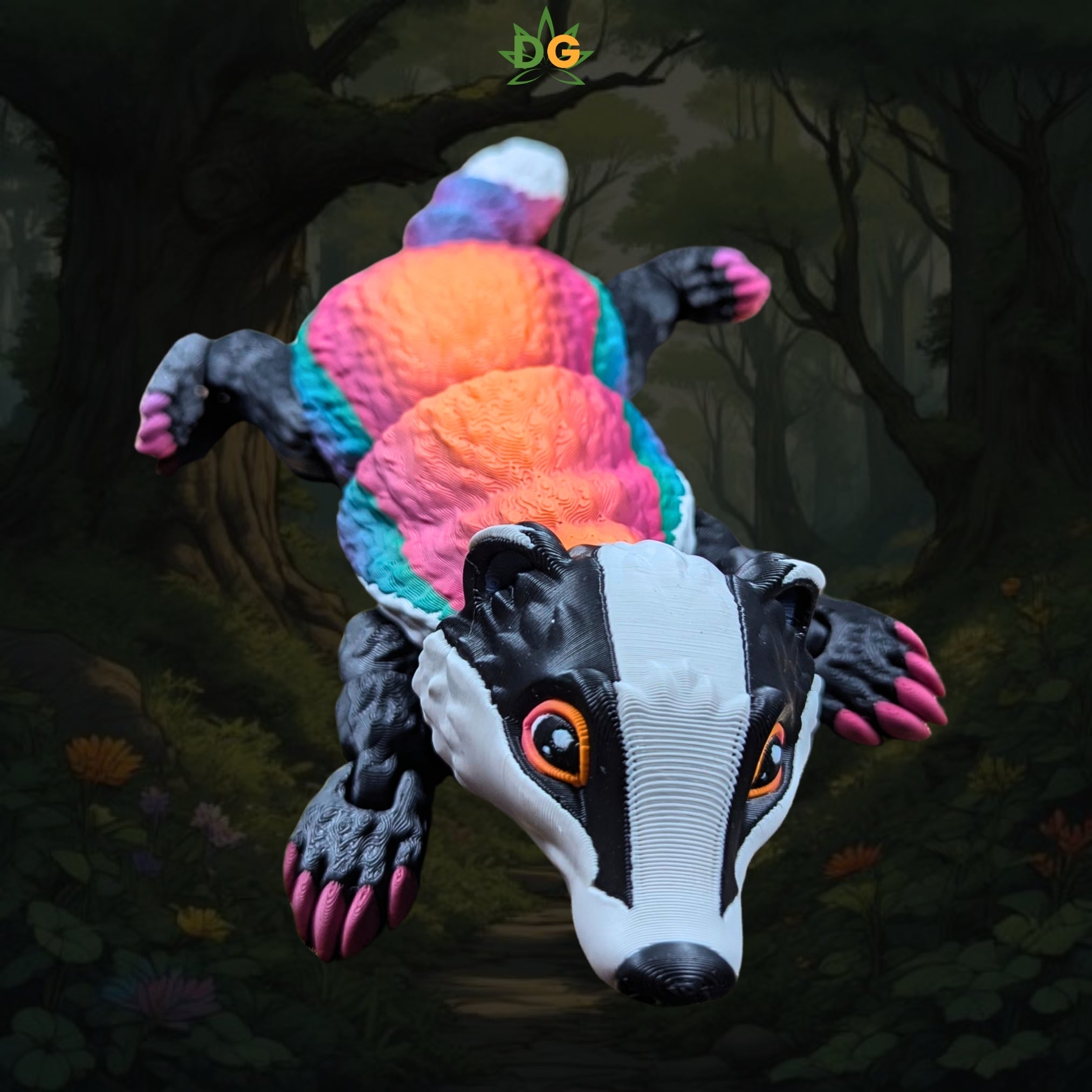 Rainbow Badger Flexi | Articulated Forest Animal