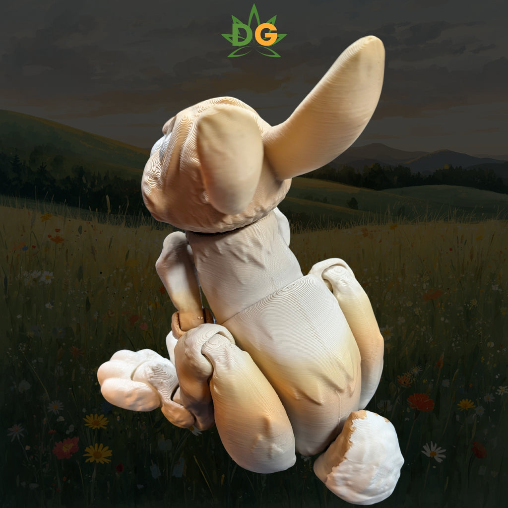 Woodland Bunny Figurine, Flexible Rabbit Fidget and Spring Decor, 3D Printed