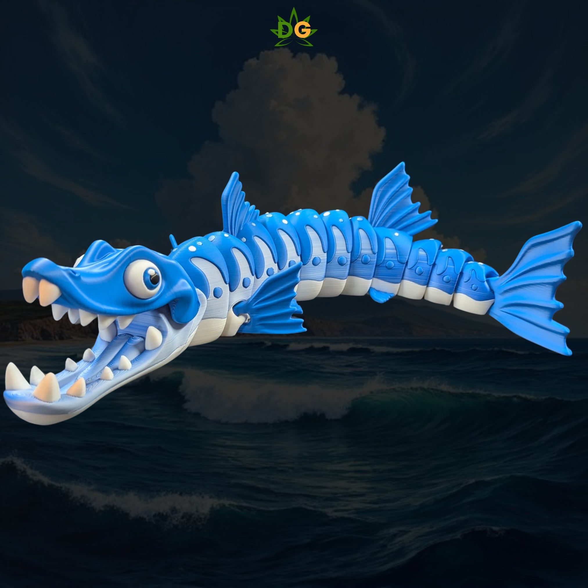 XL Articulated Barracuda Flexi - 3D Printed Ocean Predator Figure