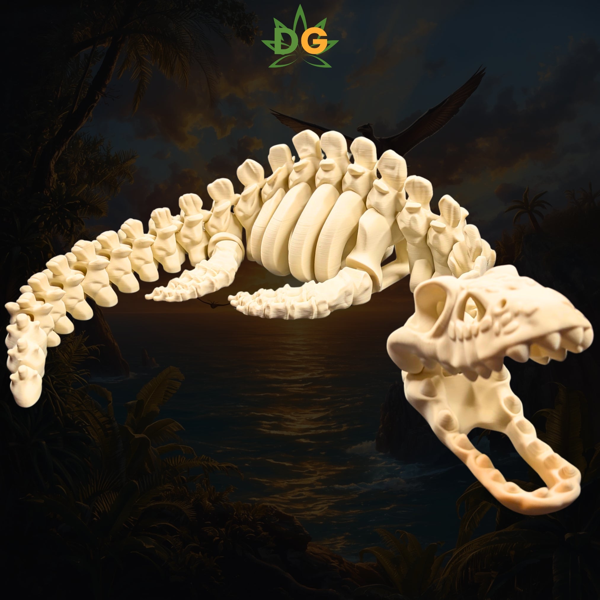 XL Articulated Plesiosaur Skeleton Flexi | 3D Printed Prehistoric Marine Reptile