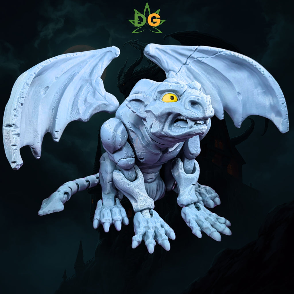 Articulated Gargoyle Figure with Posable Wings and Tail, 3D Printed