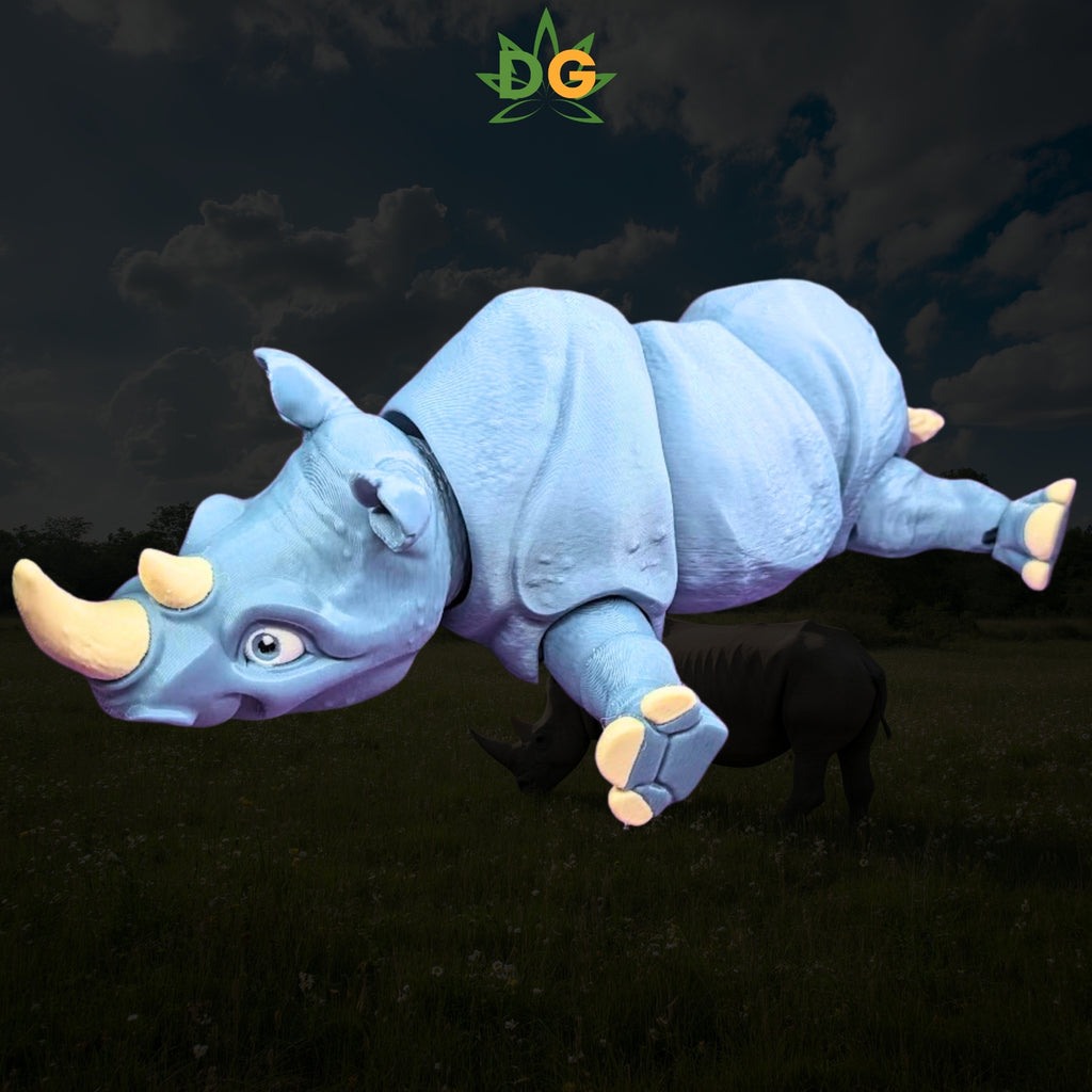 Rhino Flexi 3D Printed Figurine, Articulated Safari Animal