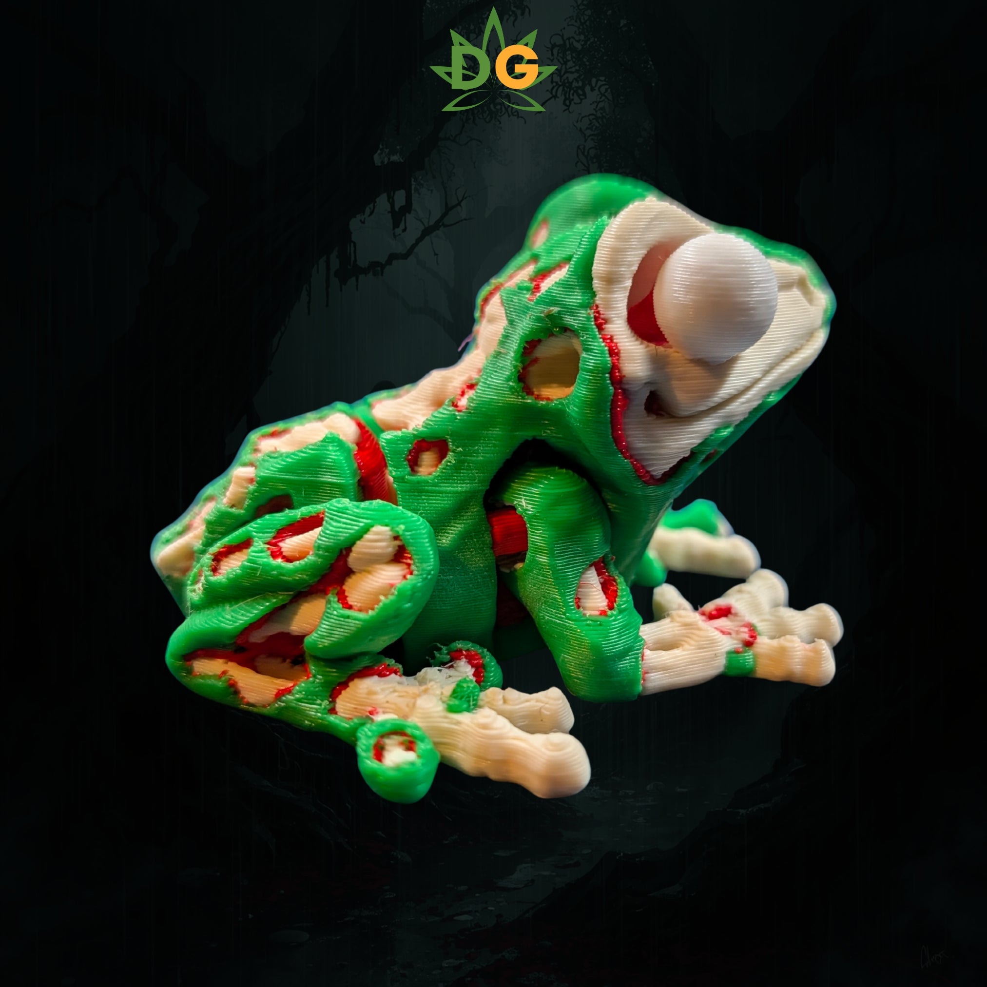 Mini Zombie Frog Flexi, Articulated Undead Amphibian Decor