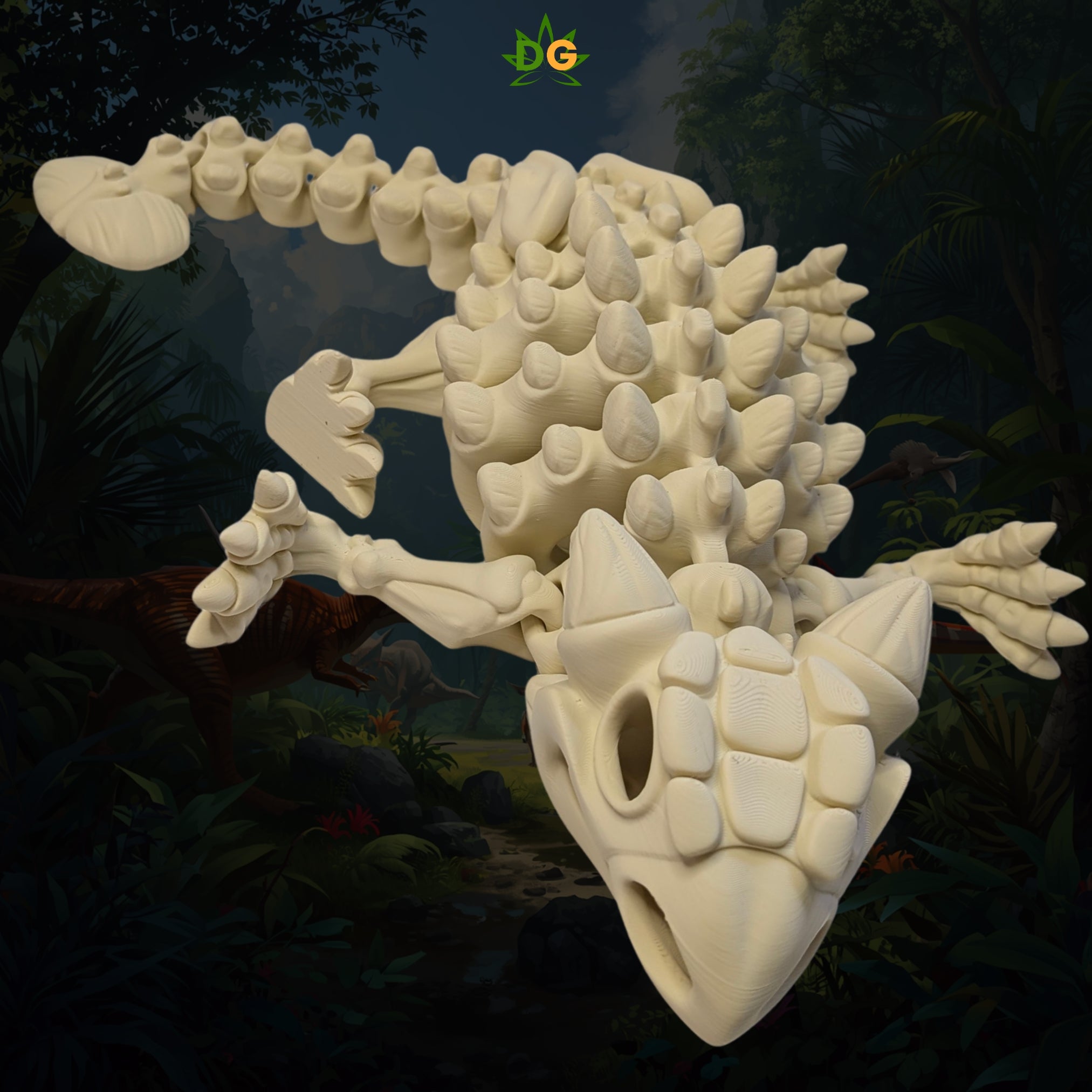 XL Flexi Skeleton Ankylosaurus Figurine Desk Accessory 3D Printed