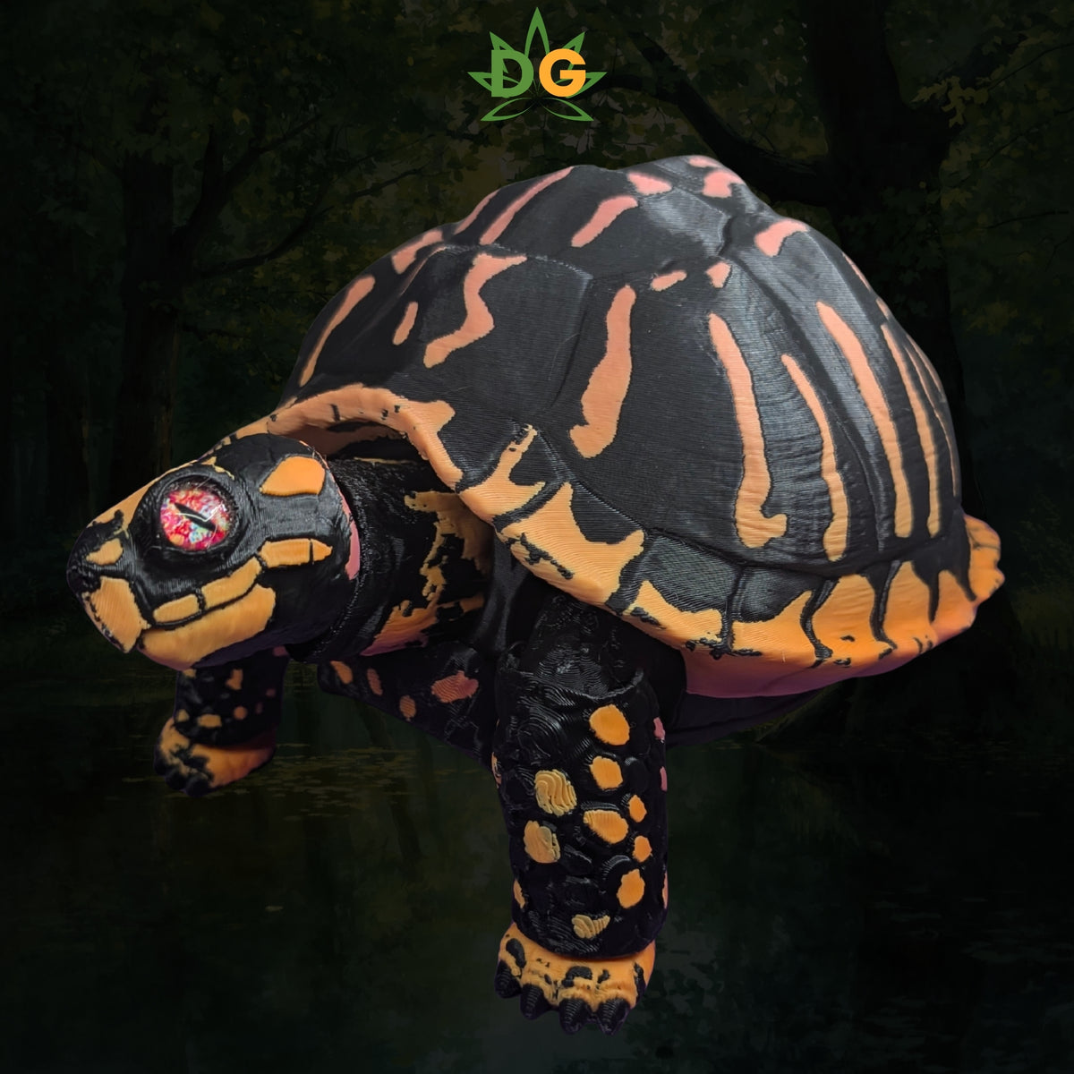 Articulated Box Turtle Fidget Figurine Desk Accessory 3D Printed