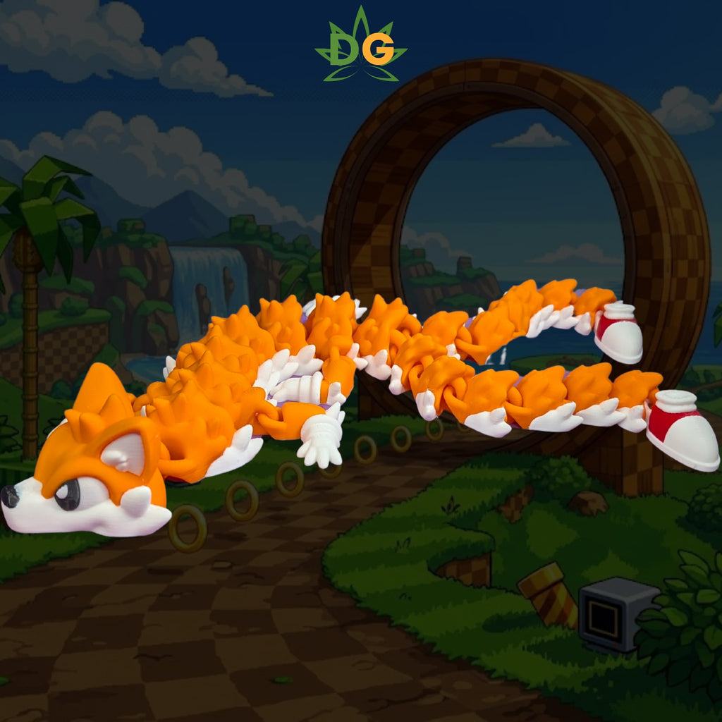 Double Tailed Fox Dragon Flexi, Articulated Gamer Decor