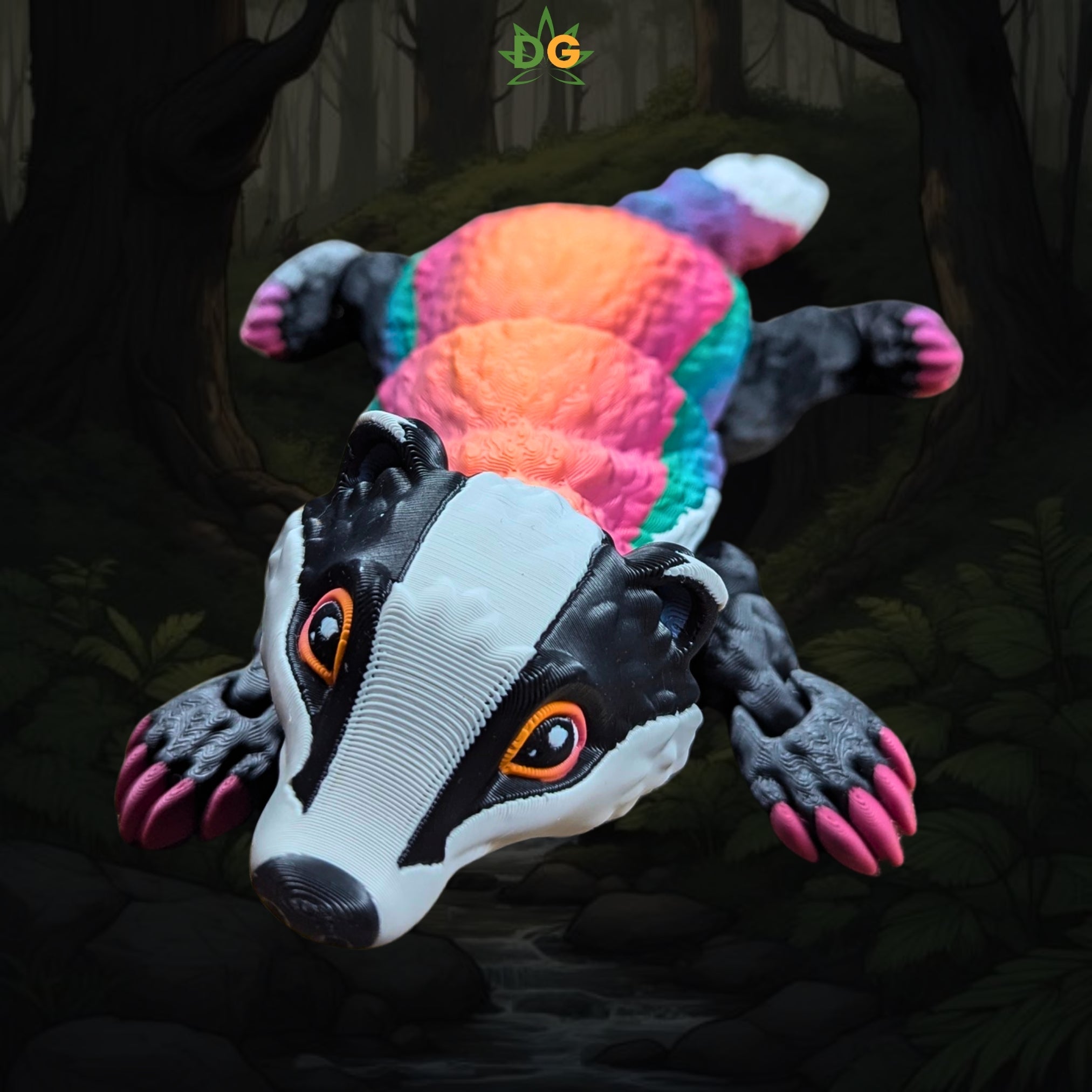 Rainbow Badger Flexi | Articulated Forest Animal
