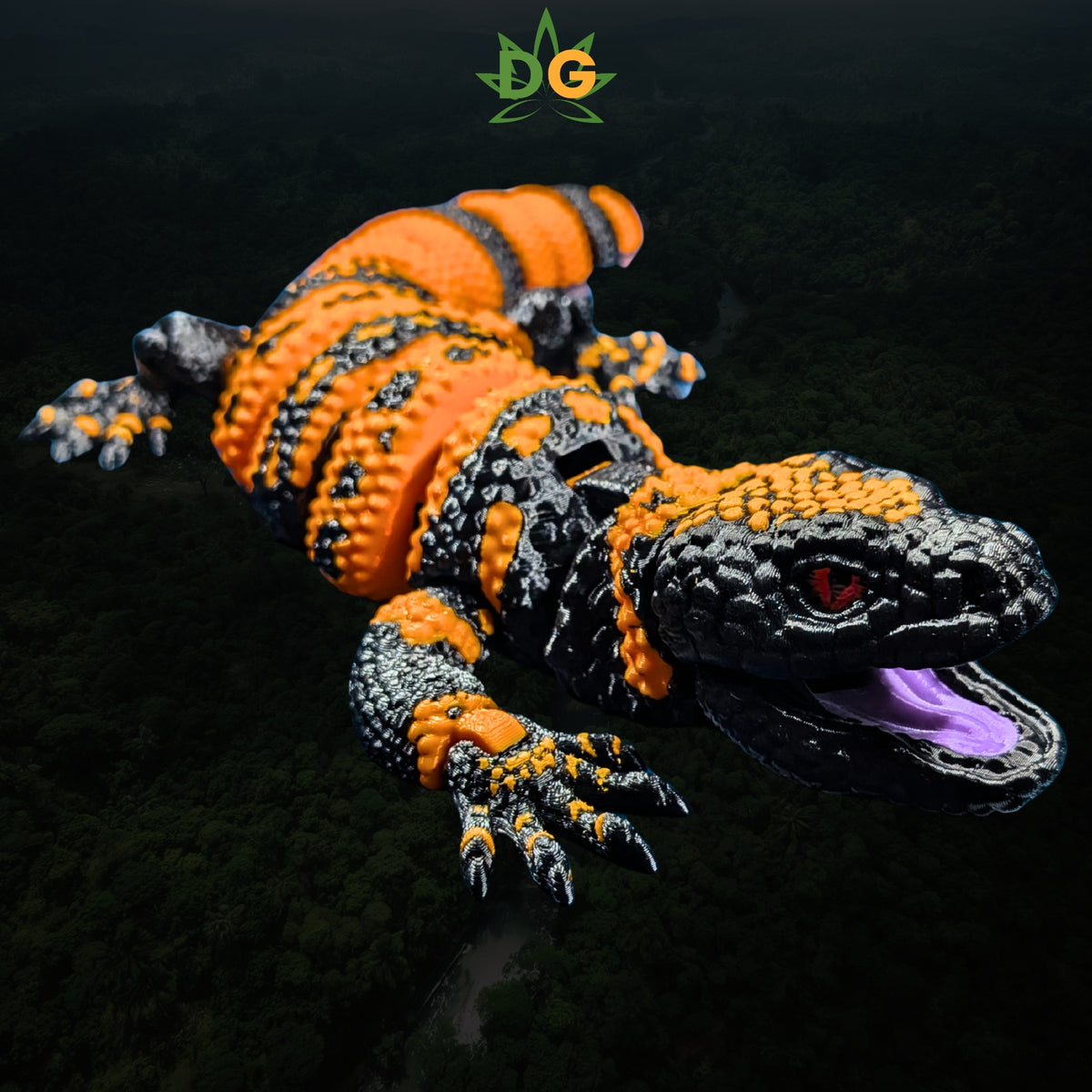 XL 3D Printed Gila Monster Flexi | Articulated Gecko with Glass Eyes | Reptile Lover Gift