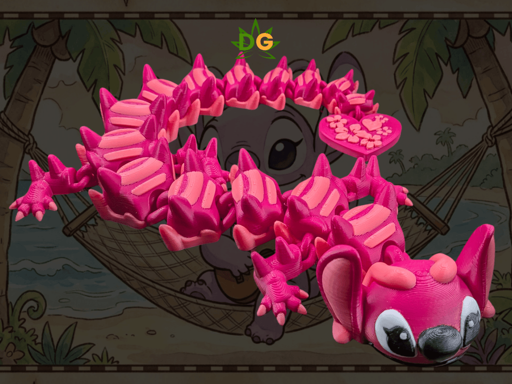 Articulated Blue & Pink Alien Flexi Figure - 3D Printed Tropical Creature