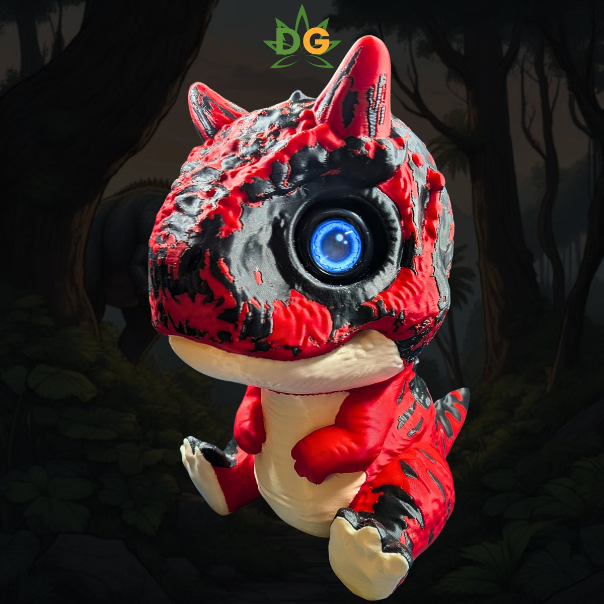 Baby Carnotaurus Figure – Animated Electronic Eye Dinosaur | USB-C Powered & Animated Desk Pet - side profile view